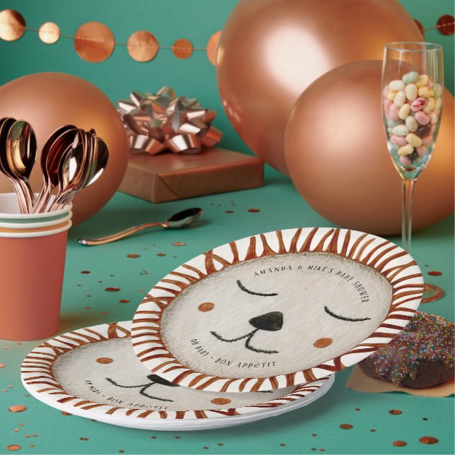 Plato De Papel Cute Safari Lion Baby Shower (Multi)