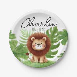 Plato De Papel Cute Safari Lion Birthday
