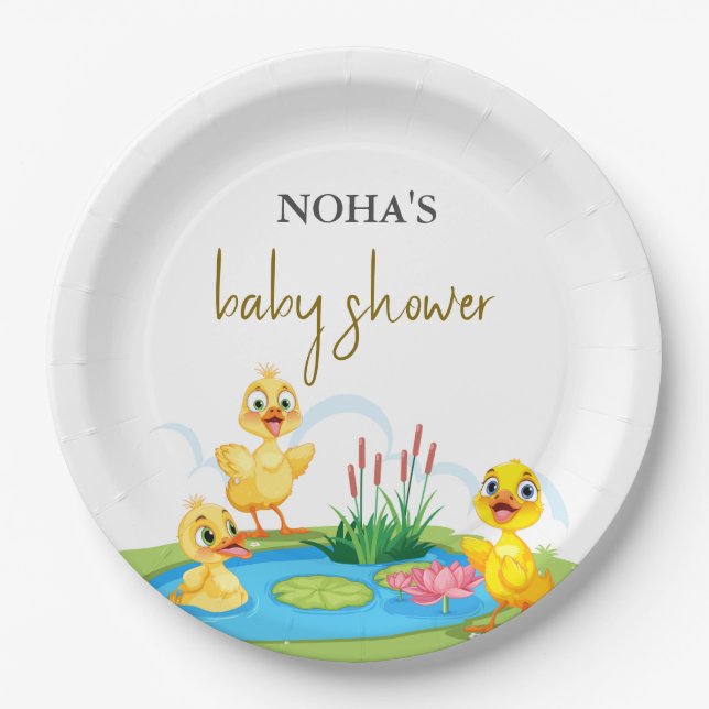 Plato De Papel Cute Safari, vegetación animal, ducha de bebé (Anverso)