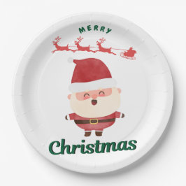 Plato De Papel Cute Santa