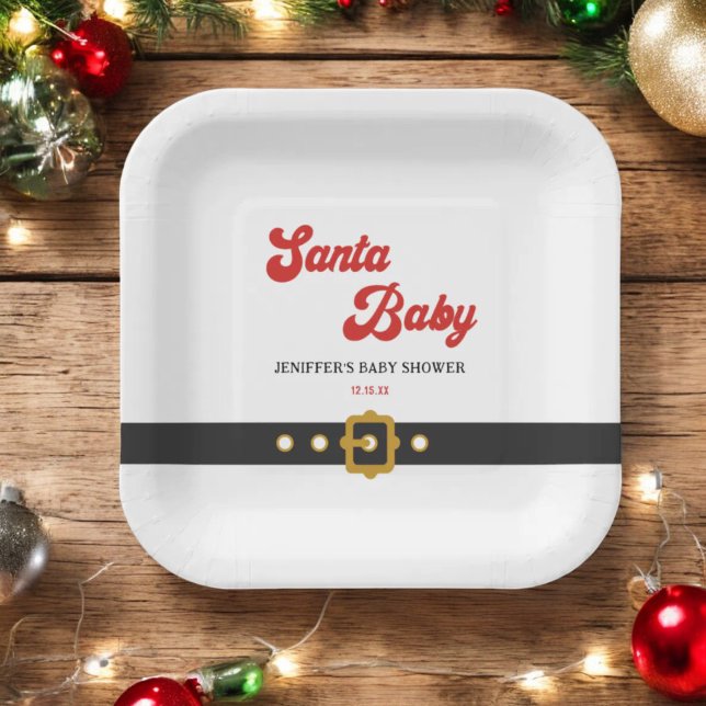 Plato De Papel Cute Santa Baby Holiday Baby Shower (Subido por el creador)