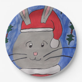 Plato De Papel Cute Santa Bunny