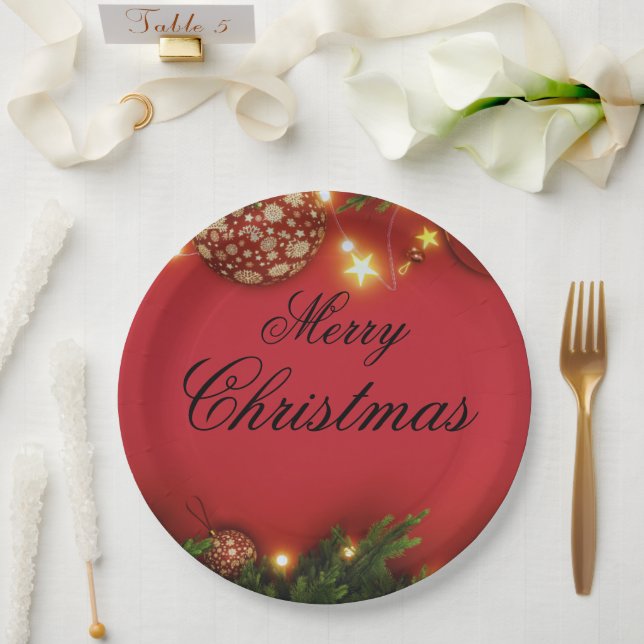 Plato De Papel Cute Santa Christmas Plate – Festive Holiday Gift  (Boda)