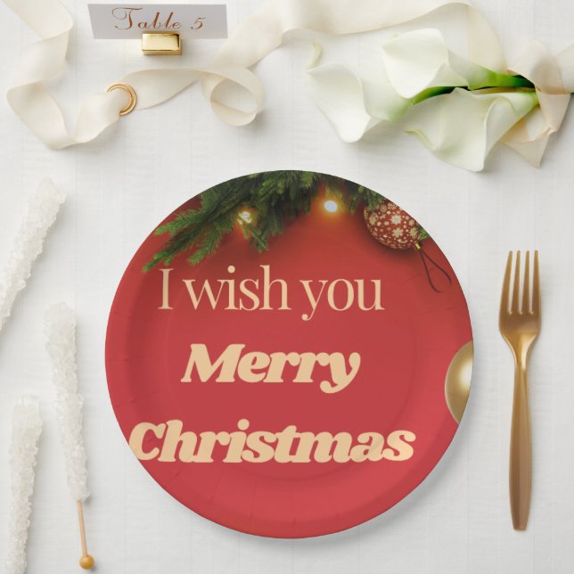 Plato De Papel Cute Santa Christmas Plate – Festive Holiday Gift  (Boda)