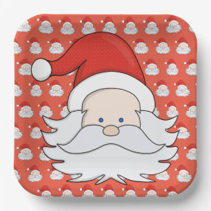 Plato De Papel Cute Santa Claus