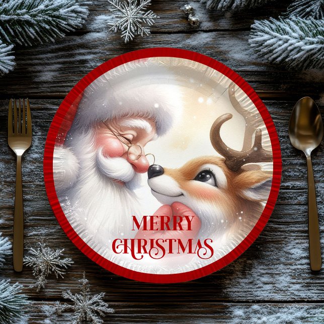 Plato De Papel Cute Santa Claus Cartoon Holiday Party Paper Plate (Cute Santa Claus Cartoon Holiday Party Paper Plates

)