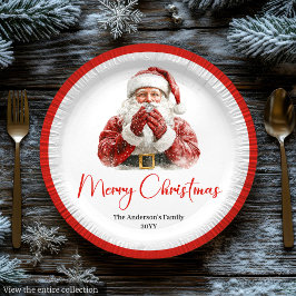 Plato De Papel Cute Santa Claus Kids Festive Merry Christmas