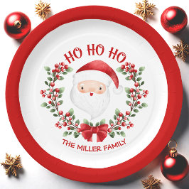 Plato De Papel Cute Santa Claus Nombre rojo Navidades Placa de pa