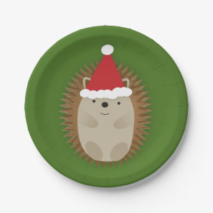 Plato De Papel Cute Santa Hedgehog