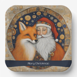 Plato De Papel Cute Santa Navidades Plate
