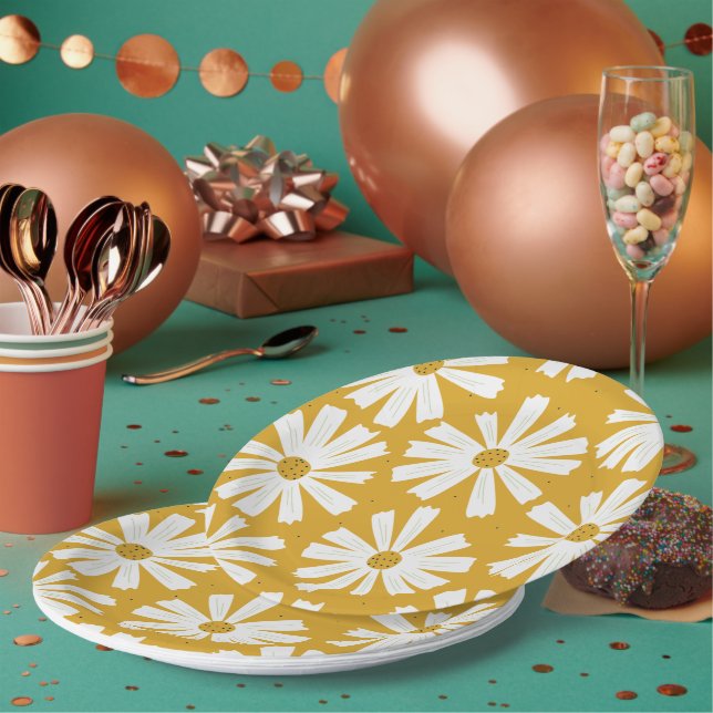 Plato De Papel Cute Scandi Daisy Paper Plate (Multi)
