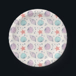 Plato De Papel Cute Seashell Shellebrate Papel de cumpleaños<br><div class="desc">Haga de su pequeña fiesta de cumpleaños temática a la playa un éxito con nuestros platos fiestas "Shellebrate". Con un diseño minimalista con encantadores ilustraciones de conchas, estos platos duraderos y elegantes son perfectos para servir deliciosos aperitivos y aperitivos. Estos platos se combinan perfectamente con la suite de invitados Shellebrate...</div>
