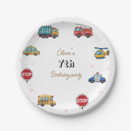 Plato De Papel Cute Service Vehículo Fantasma de Cumpleaños