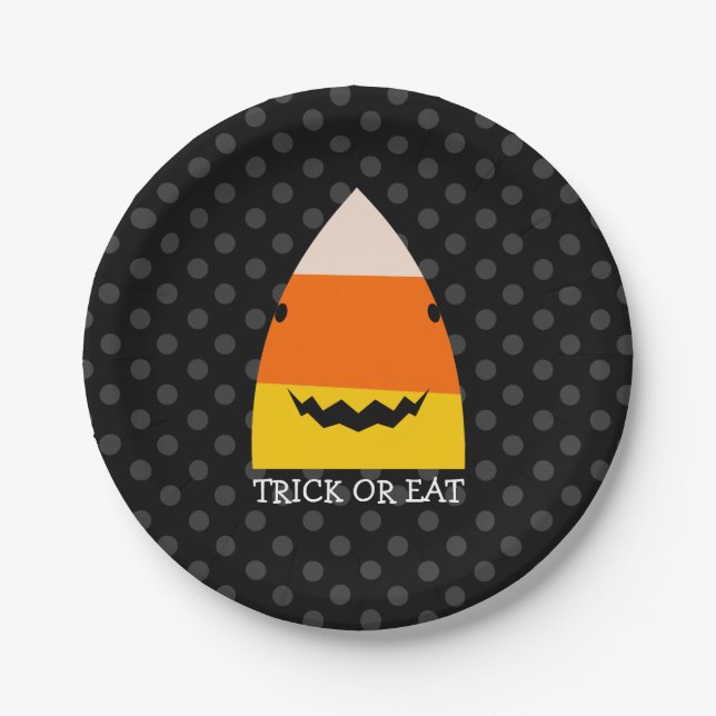 Plato De Papel Cute Shark Halloween Plate de papel (Anverso)