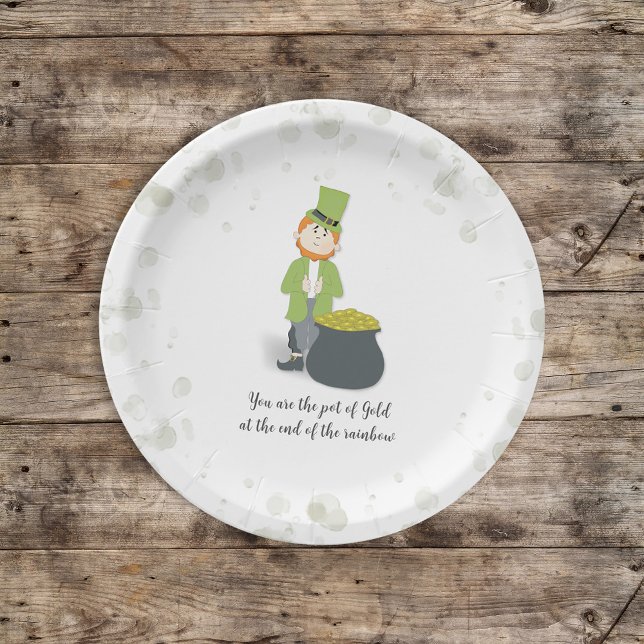 Plato De Papel Cute Simple Leprechaun St. Patrick's Day Whimsical (Subido por el creador)