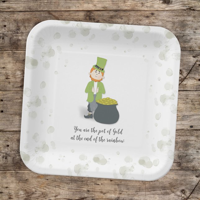 Plato De Papel Cute Simple Leprechaun St. Patrick's Day Whimsical (Subido por el creador)