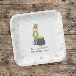 Plato De Papel Cute Simple Leprechaun St. Patrick's Day Whimsical