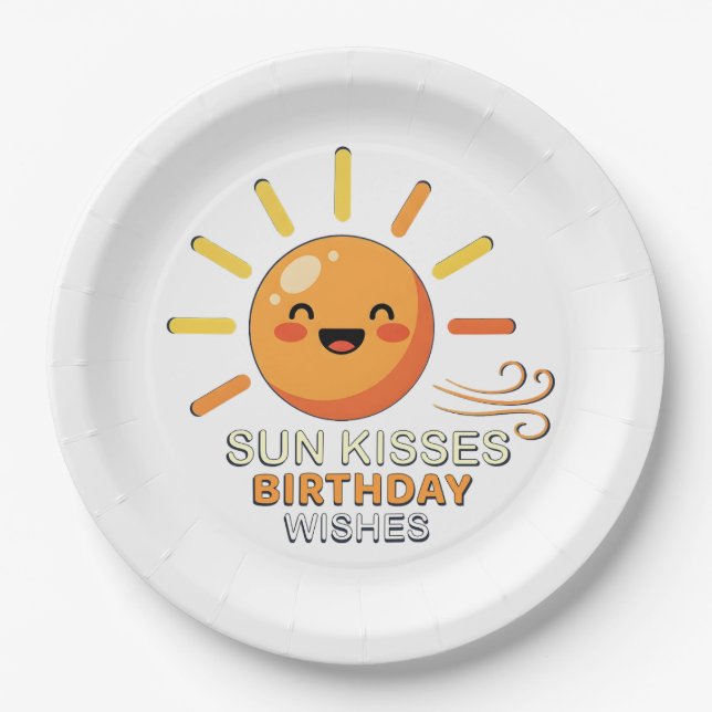 Plato De Papel Cute Smiling Sun Birthday Party Paper Plates (Anverso)
