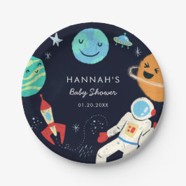 Plato De Papel Cute Space Theme Baby Shower