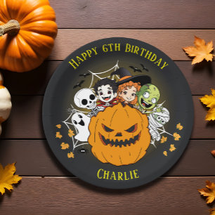 Plato De Papel Cute Spooktacular Halloween Monster Fiesta de cump