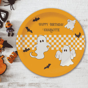 Plato De Papel Cute Spooky Ghost Halloween Adolescente Cumpleaños