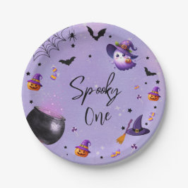 Plato De Papel Cute Spooky primer cumpleaños fiesta de Halloween 