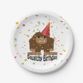 Plato De Papel Cute Squatchy Birthday Bigfoot