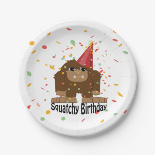 Plato De Papel Cute Squatchy Birthday Bigfoot