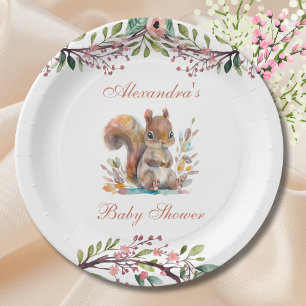 Plato De Papel Cute Squirrel Forest Woodland Baby Shower