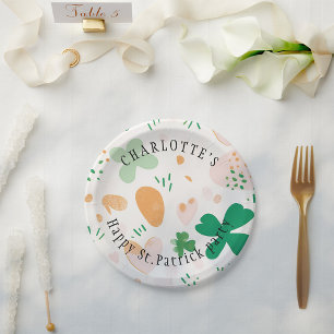 Plato De Papel Cute St Patricks Day Personalizado Green Clover