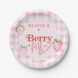 Plato De Papel Cute Strawberry Daisy Berry First Brithday