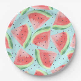 Plato De Papel Cute Summer Kawaii Watercolor Watermelón
