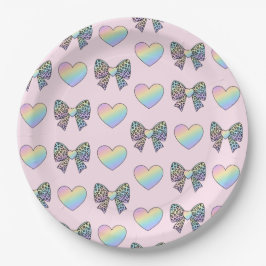 Plato De Papel  cute sweet rainbow hearts pastel gradient pattern