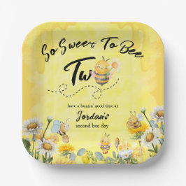 Plato De Papel Cute Sweet To Bee Two Wildflower 1st birthday