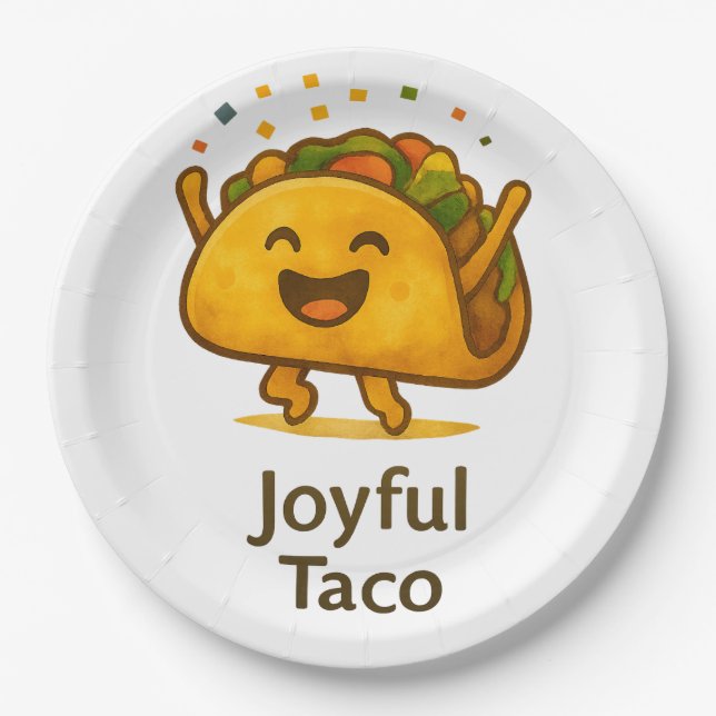 Plato De Papel Cute Taco Fiesta Birthday Paper Plates 9" Dinner  (Anverso)