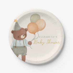 Plato De Papel Cute Teddy Bear Baby Shower