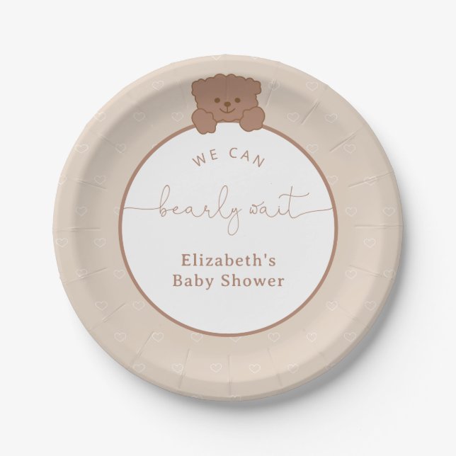 Plato De Papel Cute Teddy Bear Baby Shower (Anverso)