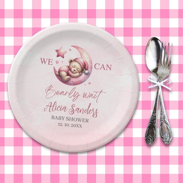 Plato De Papel Cute Teddy Bear Baby shower Girl Pary (Subido por el creador)