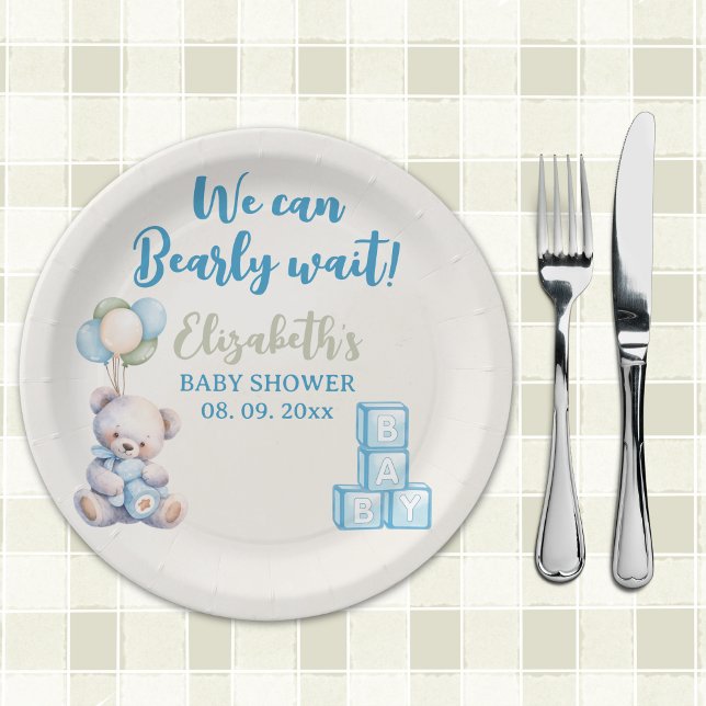 Plato De Papel Cute Teddy Bear - Baby Shower Party (Subido por el creador)