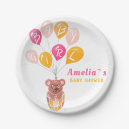 Plato De Papel Cute Teddy Bear Balloon Bebé Baby Shower