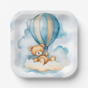 Plato De Papel Cute Teddy Bear Balones de aire caliente Boy Baby