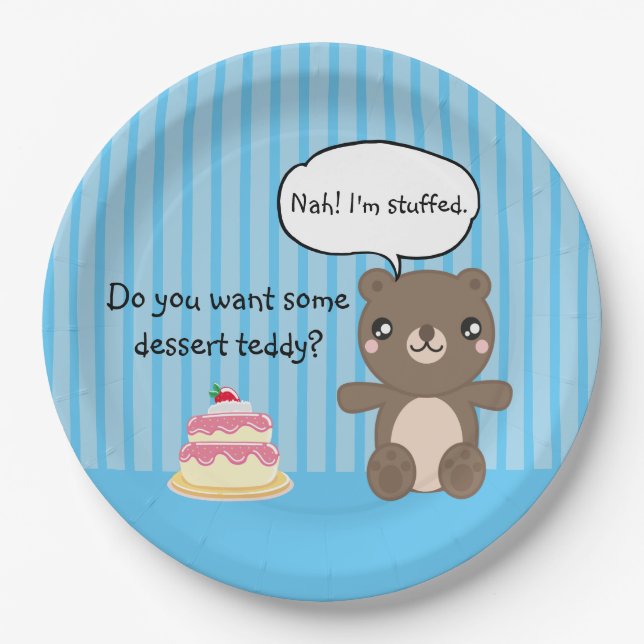 Plato De Papel Cute Teddy Bear Kids Chiste gracioso (Anverso)
