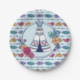 Plato De Papel Cute Teepee Boho Tribal Birday Paper Plate
