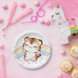 Plato De Papel Cute Tiger Baby Shower