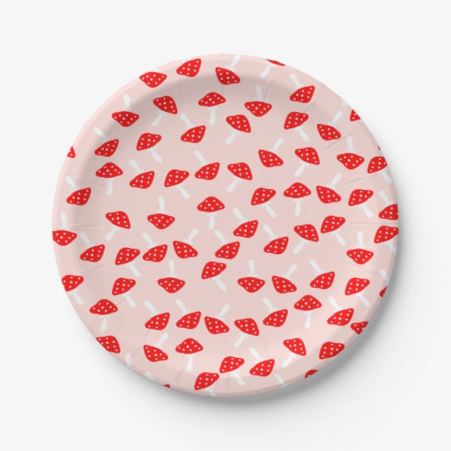 Plato De Papel Cute Toadstool Mushrooms Placas de papel (Anverso)