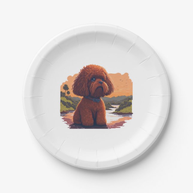 Plato De Papel Cute Toy Poodle (Anverso)