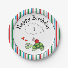 Plato De Papel Cute Turtle Ladybug Birday Party Placa de papel