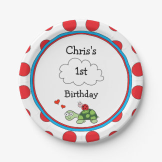 Plato De Papel Cute Turtle Ladybug Birday Party Placa de papel