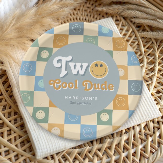 Plato De Papel Cute Two Cool Dude Boys 2nd Birthday (Subido por el creador)