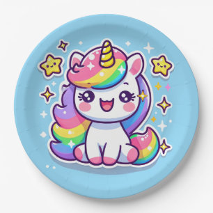 Plato De Papel Cute unicornio